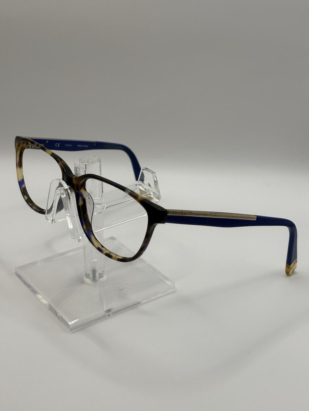 Furla VFU169K Eyeglasses Tortoise Blue Round 140 Designer Frames